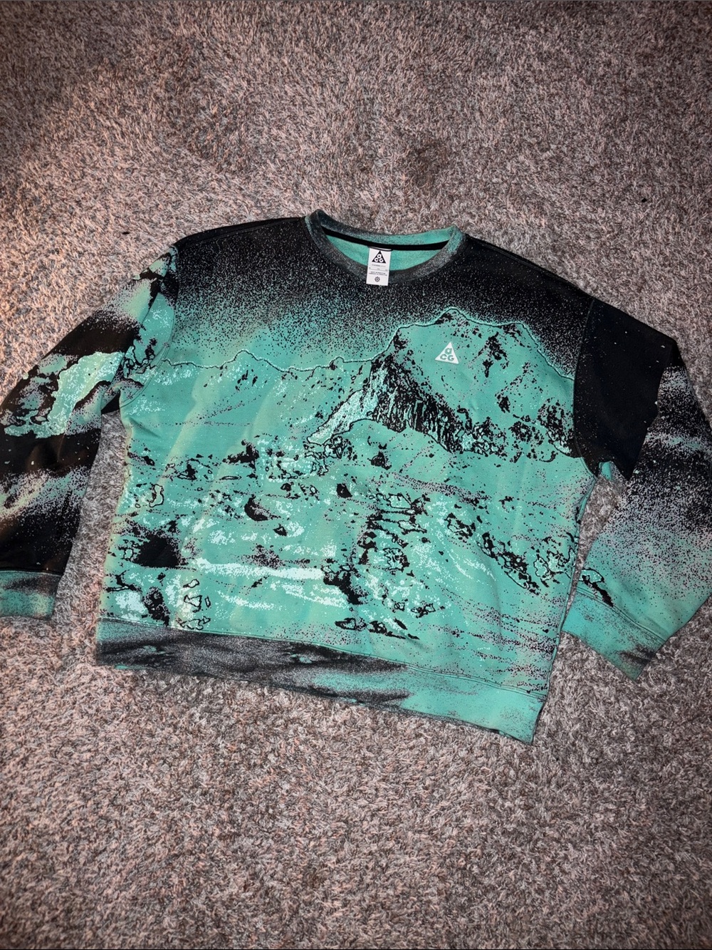 Nike ACG Teal and Black Mountain Graphic Crewneck